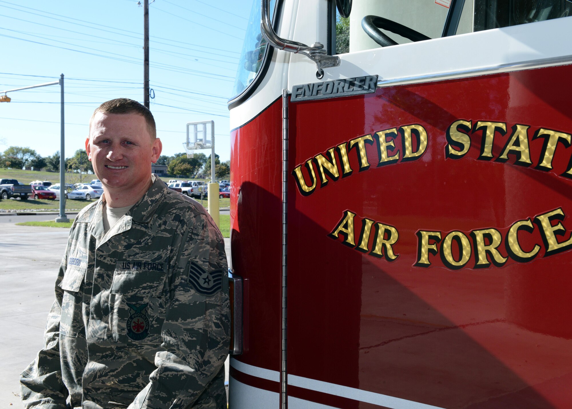 Tech. Sgt. Patrick Ogborn, 47th Civil Engineer Squadron Fire Department assistant chief of “A” shift, poses for a photo at Laughlin Air Force Base, Texas, Dec. 3, 2015. Ogborn was awarded the Maj. Gen. Eugene A. Lupia Award, which is given for superior technical competence and job performance. (U.S. Air Force photo by Senior Airman Jimmie D. Pike)