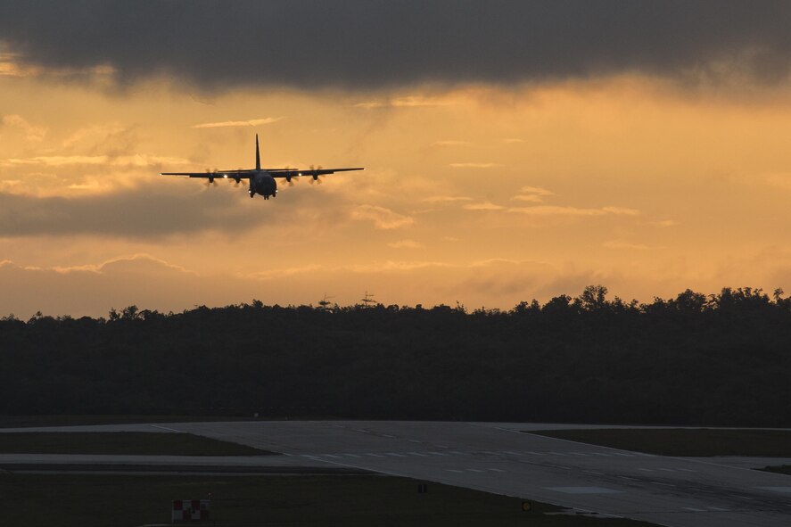 A C-130J Super Hercules from the Royal Australian Air Force arrives for Operation Christmas Drop, Dec. 4, 2015, at Andersen Air Force Base, Guam. Operation Christmas Drop 2015 is the first ever trilateral training event that includes additional air support from the Japan Air Self-Defense Force and RAAF. (U.S. Air Force photo by Osakabe Yasuo/Released)