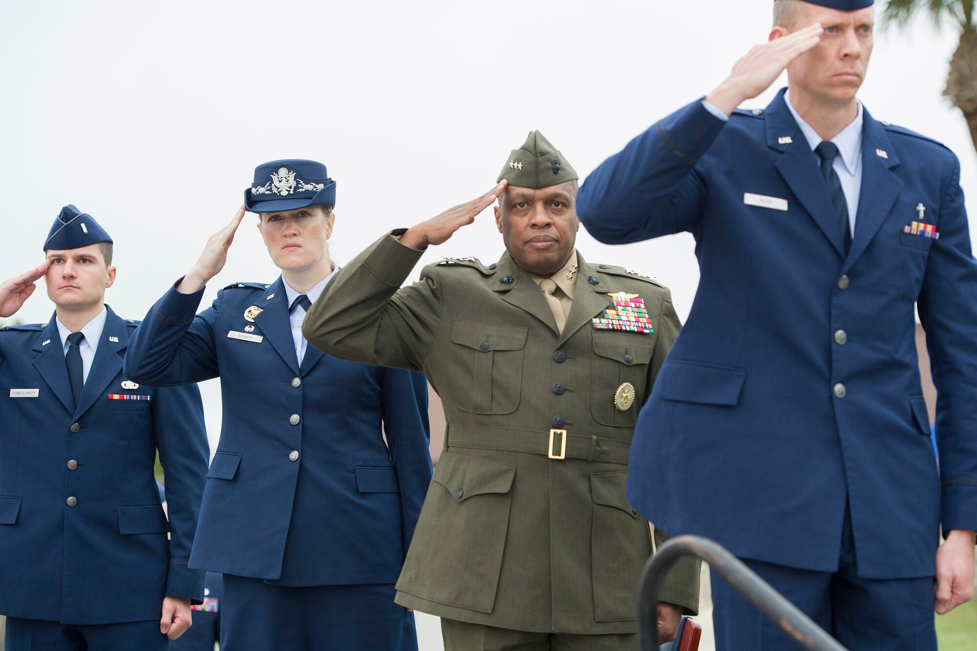 Air Force Technical Applications Center hosted the 21st annual ceremony remembering Pearl Harbor and Pacific Theater Veterans, Dec. 7, 2015, at Patrick Air Force Base, Fla. More than 400 were in attendance to honor Pearl Harbor survivors. In the same respect, this is the fourth year honoring veterans from all Pacific conflicts. Additionally, nearly 100 veterans from the Pacific Theater were in attendance who were honored and recognized for their sacrifices. (U.S. Air Force photo/Matthew Jurgens) (Released) 