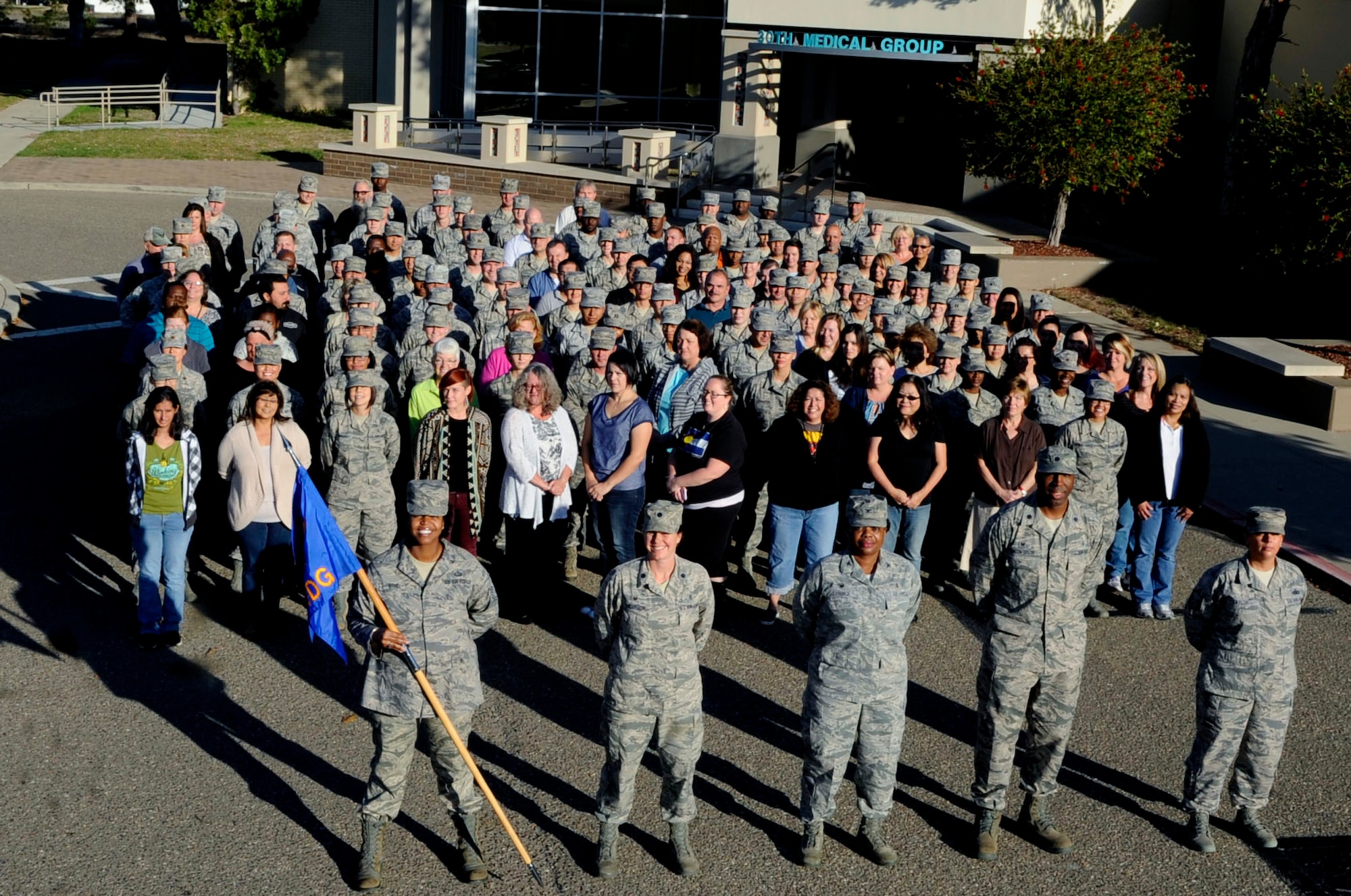 Members of the 30th Medical Group pose for a photo, Oct. 29, 2015, Vandenberg Air Force Base, Calif. The 30th Medical Group was recently recognized for its outstanding service, both individually and as a team, winning multiple Major Command-level Medical Service Awards. (U.S. Air Force photo by Senior Airman Shane Phipps/Released)