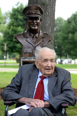 Retired Air Force Col. Earl B. Young, 18th Air Force’s first commander, passed away Dec. 5 at the age of 102. Young served as the 18th Air Force commander when the Numbered Air Force first activated in 1951. After his retirement Young remained an inspiring figure for 18th Air Force and, when able, attended special ceremonies for the command. Most recently, he cut the ribbon on the newly renovated 18th AF headquarters building on Scott AFB in July. The Earl Young Conference Room in that headquarters is named in his honor. (U.S. Air Force photo) 