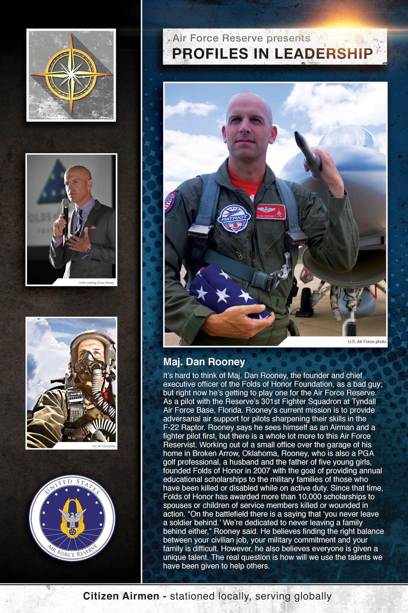 Maj Dan Rooney, 301st Fighter Squadron pilot and founder/CEO of Folds of Honor Foundation 