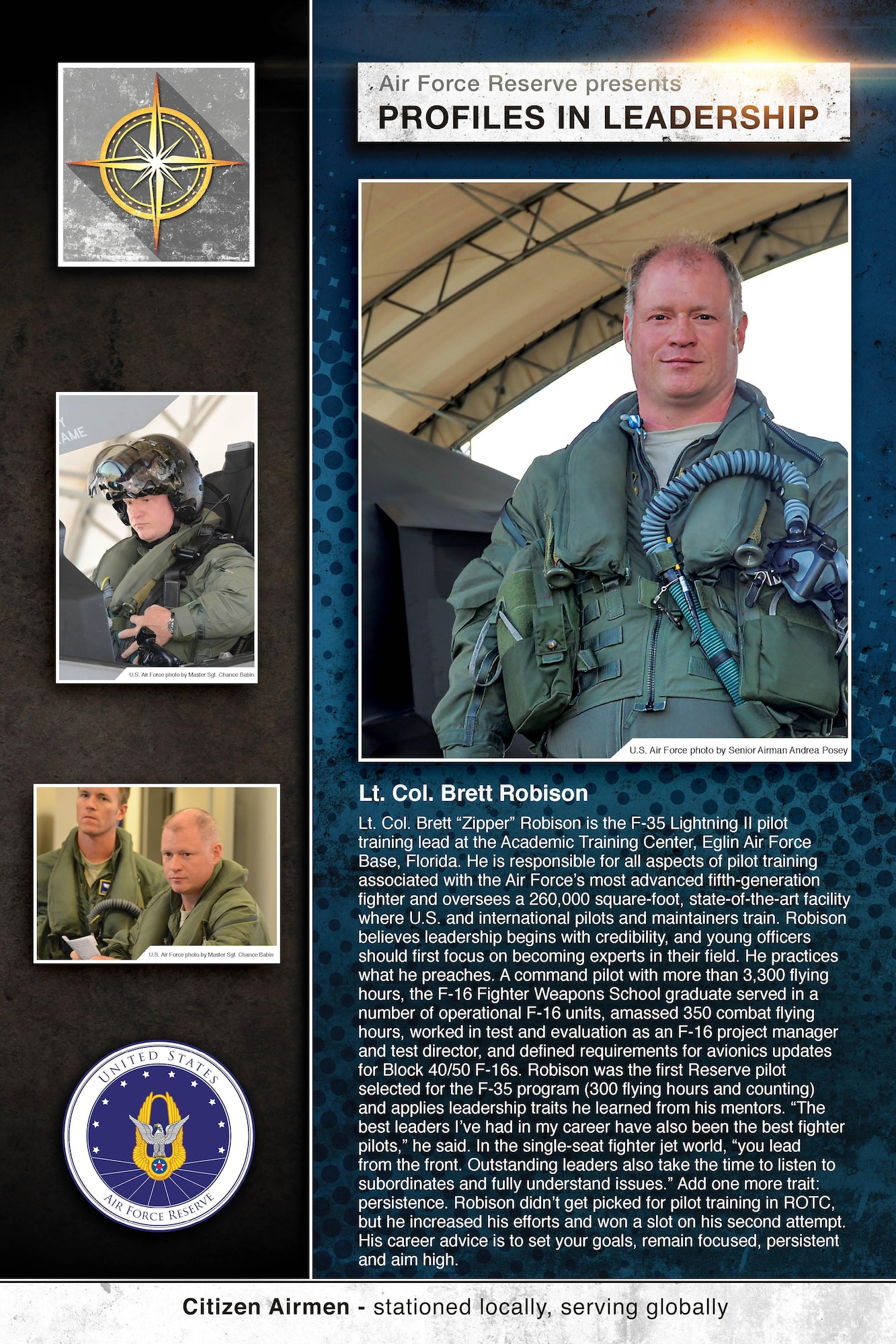 Lt Col Brett “Zipper” Robison, F-35 pilot training lead at the Academic Training Center, Eglin AFB