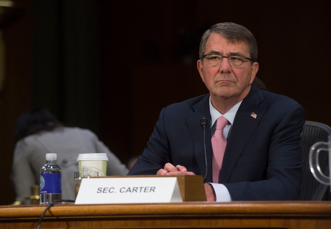 Defense Secretary Ash Carter testifies before the U.S. Senate Armed Services Committee on Capitol Hill, in Washington, D.C., Dec. 9, 2015. DoD photo by Petty Officer 1st Class Tim D. Godbee
