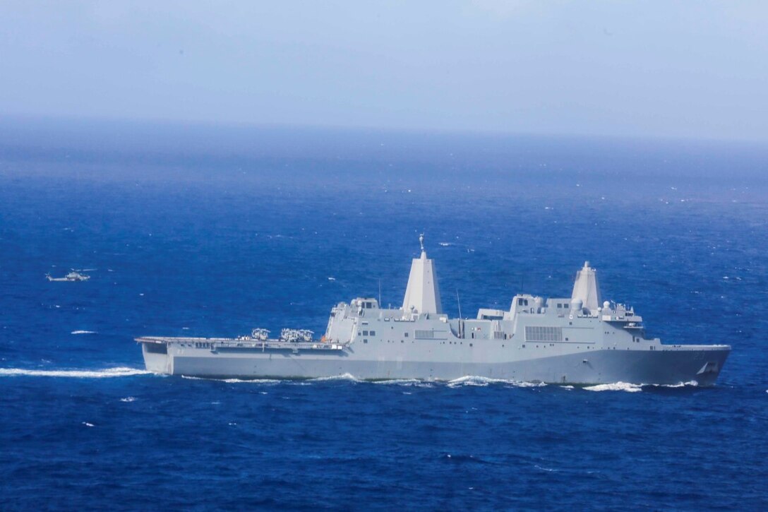 PACIFIC OCEAN  (Nov. 30, 2015) An AH-1Z Viper with Marine Medium Tiltrotor Squadron 161, 15th Marine Expeditionary Unit, lands on the USS Anchorage (LPD 23). The 15th MEU is currently deployed in the Indo-Asia-Pacific region to promote regional stability and security in the U.S. 7th Fleet area of operations. (U.S. Marine Corps photo by Sgt. Jamean Berry/Released)
