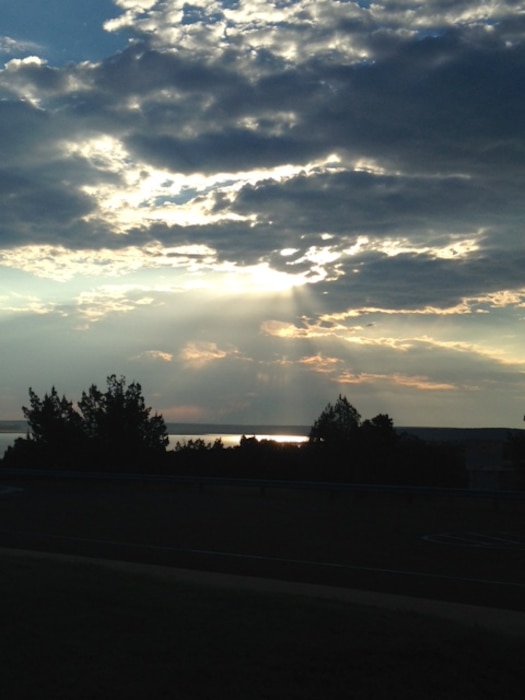 SANTA ROSA LAKE, N.M. – Sunrise at Santa Rosa Dam, Aug. 17, 2015. Photo by Rowena Sanchez. 
