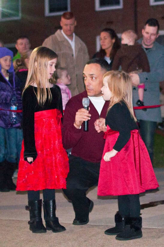 Col. Joseph Murray, base commander, counts down from 10 to commence the lighting of the base Christmas tree during the Fifth Annual Base Christmas Tree Lighting Ceremony at Lejeune Hall, Dec. 6.