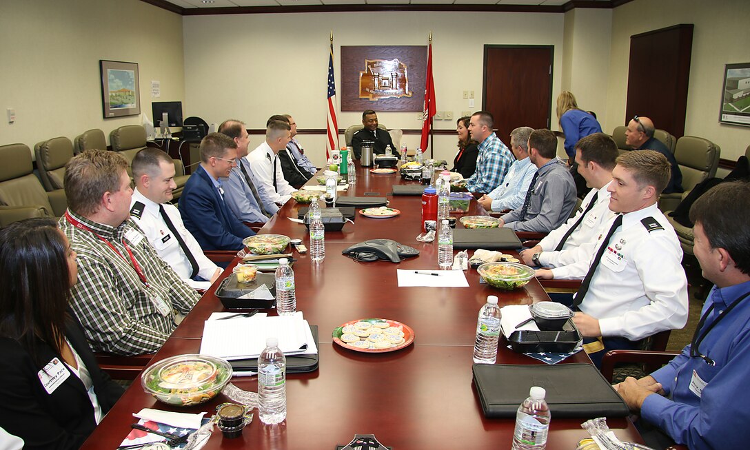 U.S. Army Chief of Engineers and Commanding General of the U.S. Army Corps of Engineers Lt. Gen. Thomas P. Bostick, met with members of the Tulsa District's Leadership Development Program Dec. 8, 2015 at the Tulsa District office.  Bostick visited the Tulsa District to thank district employees for their hard work in meeting challenging mission requirements and maintaining positive stakeholder relationships.  (U.S. Army Photo by Preston L. Chasteen/Released)
