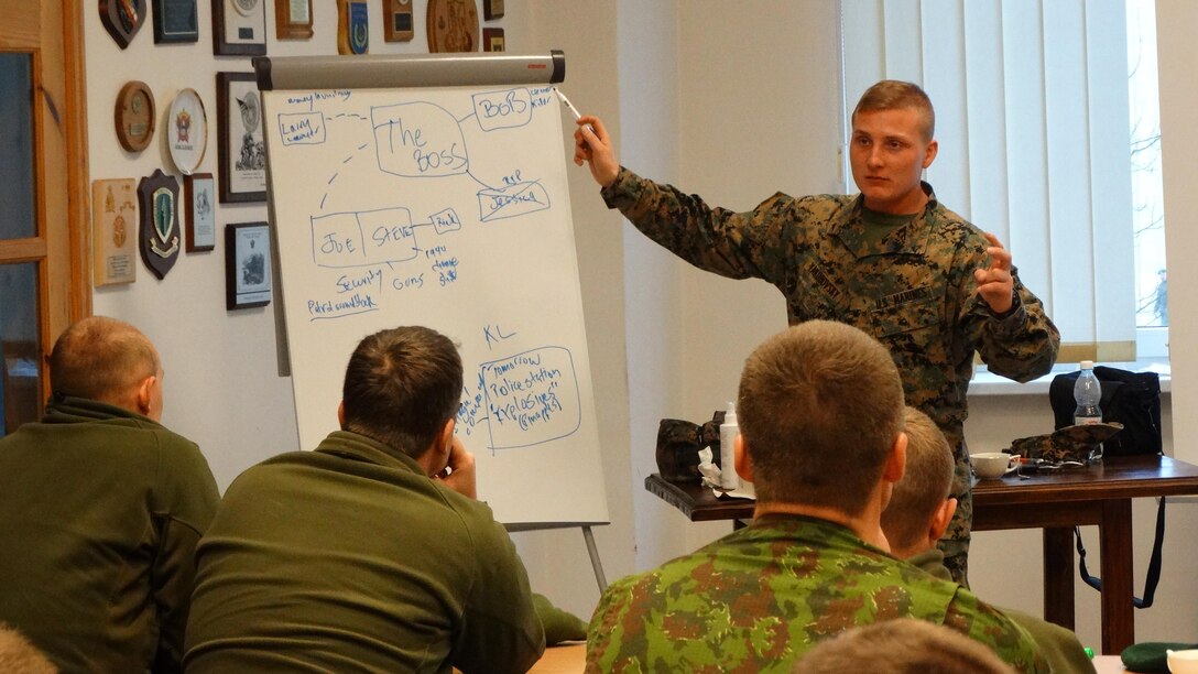 Marines introduced the concept of Company Level Intelligence Cells to Land Forces brigade officers and noncommissioned officers of the Baltic allies in Lithuania from Nov. 24- Dec. 3, 2015. The training was conducted as part of U.S. Marine Corps Forces Europe and Africa’s focused implementation plan for military intelligence engagements. In both Baltic nations, small military intelligence corps can benefit from increasing their tactical information-gathering capabilities using concepts like CLIC.