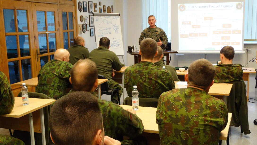 Marines introduced the concept of Company Level Intelligence Cells to Land Forces brigade officers and noncommissioned officers of the Baltic allies in Lithuania from Nov. 24- Dec. 3, 2015. The training was conducted as part of U.S. Marine Corps Forces Europe and Africa’s focused implementation plan for military intelligence engagements. In both Baltic nations, small military intelligence corps can benefit from increasing their tactical information-gathering capabilities using concepts like CLIC.