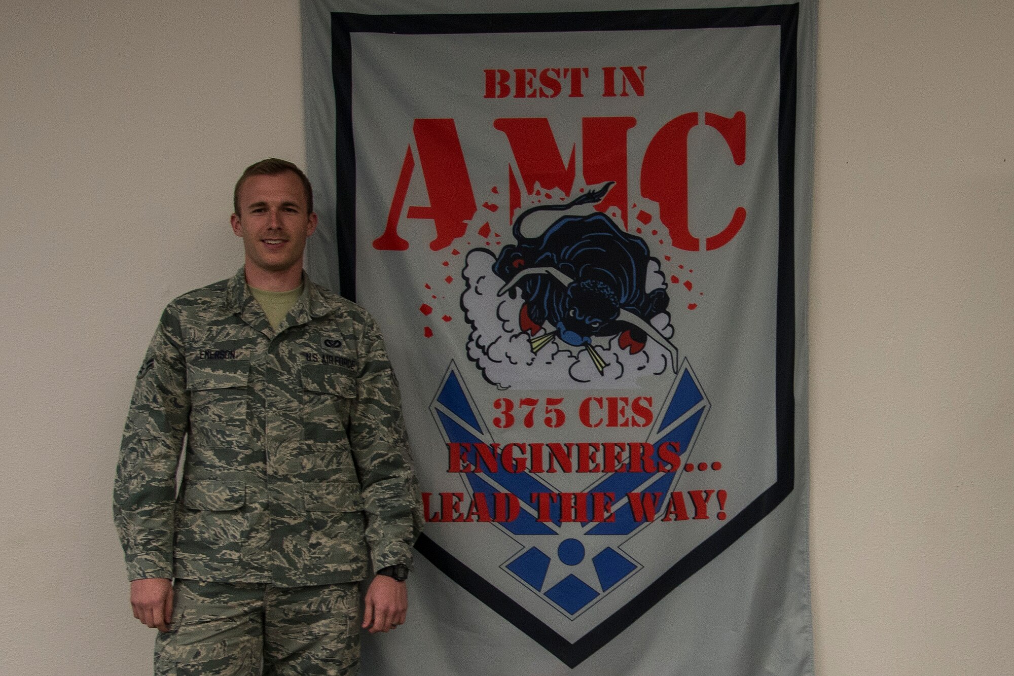 Airman First Class Cameron Emerson has been accepted into Basic Officer Training School. Emerson will be attending training at Maxwell Air Force Base in Alabama, then will further his training as a pilot. (U.S. Air Force photo by Airman Gwendalyn Smith)