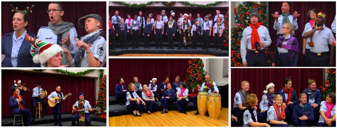 The Singing Sergeants are spreading holiday cheer through their 12 Days of Christmas videos. A new video will be released each day on Facebook, starting Dec. 14. (Air Force photo/released) 