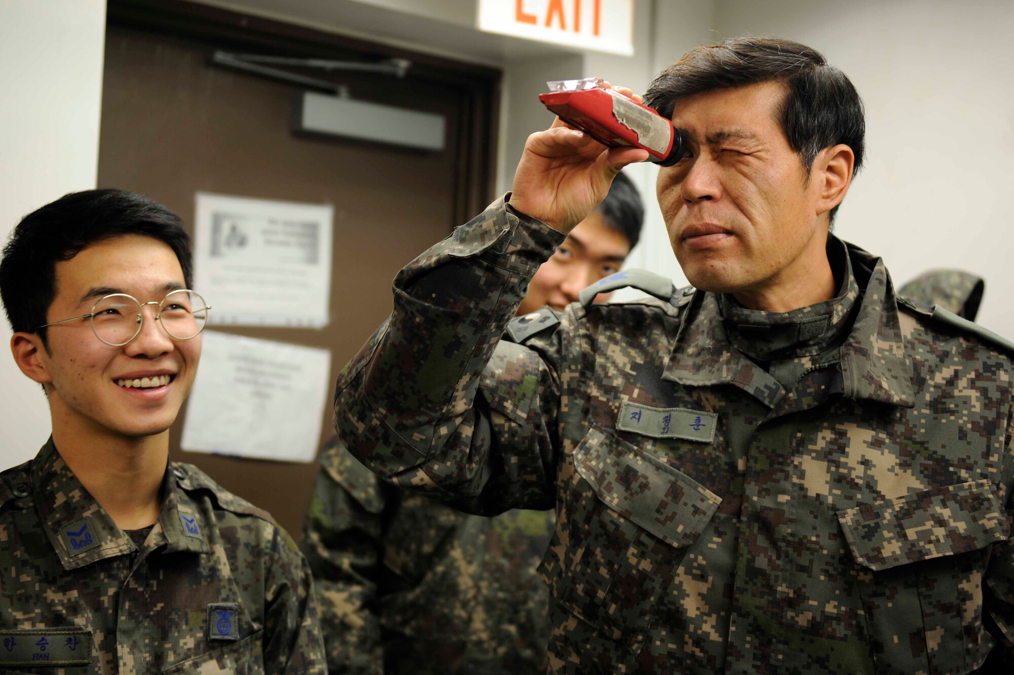 Republic of Korea Air Force Airmen participate in joint training with the USAF Petroleum Oil and Lubricants team at Kunsan Air Base, Republic of Korea on Dec. 8. This training is scheduled to take place every quarter to build partnership capacity with ROKAF counterparts.