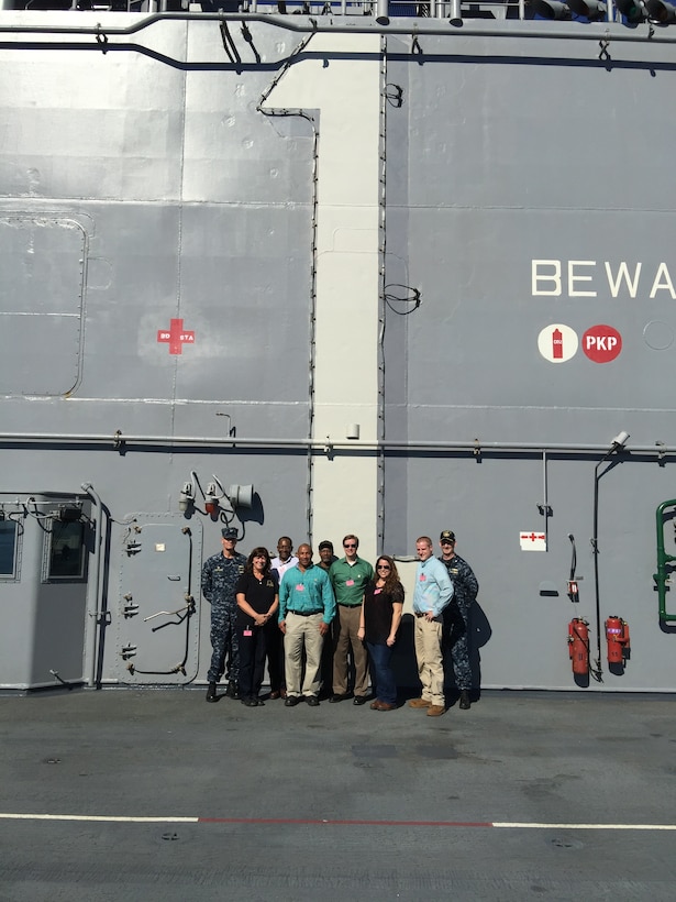 DLA Distribution Norfolk, Va., staff treats OSHA staff to a tour of the USS Wasp (LHD 1) during their recent STAR recertification visit.