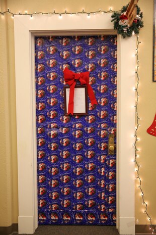 Multiple decorated doors were judged in a contest at Marine Corps Recruit Depot San Diego, Dec. 10. Three judges were chosen to give each door a score based on creativity, visual impact and craftsmanship. The winner of the contest will be announced at the depot Christmas party Dec. 12.