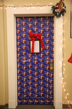 Multiple decorated doors were judged in a contest at Marine Corps Recruit Depot San Diego, Dec. 10. Three judges were chosen to give each door a score based on creativity, visual impact and craftsmanship. The winner of the contest will be announced at the depot Christmas party Dec. 12.