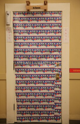 Multiple decorated doors were judged in a contest at Marine Corps Recruit Depot San Diego, Dec. 10. Three judges were chosen to give each door a score based on creativity, visual impact and craftsmanship. The winner of the contest will be announced at the depot Christmas party Dec. 12.