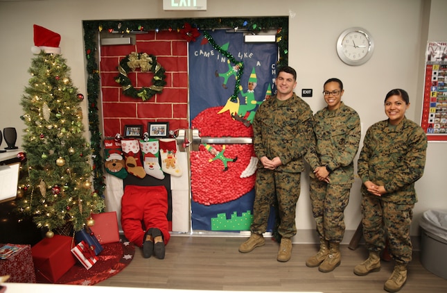 Multiple decorated doors were judged in a contest at Marine Corps Recruit Depot San Diego, Dec. 10. Three judges were chosen to give each door a score based on creativity, visual impact and craftsmanship. The winner of the contest will be announced at the depot Christmas party Dec. 12.