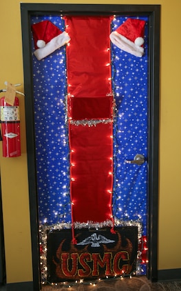 Multiple decorated doors were judged in a contest at Marine Corps Recruit Depot San Diego, Dec. 10. Three judges were chosen to give each door a score based on creativity, visual impact and craftsmanship. The winner of the contest will be announced at the depot Christmas party Dec. 12.