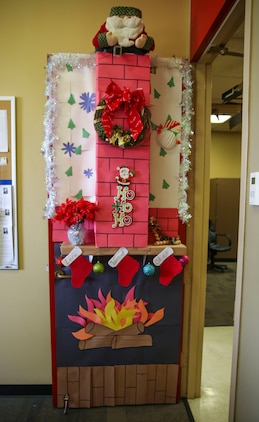 Multiple decorated doors were judged in a contest at Marine Corps Recruit Depot San Diego, Dec. 10. Three judges were chosen to give each door a score based on creativity, visual impact and craftsmanship. The winner of the contest will be announced at the depot Christmas party Dec. 12.