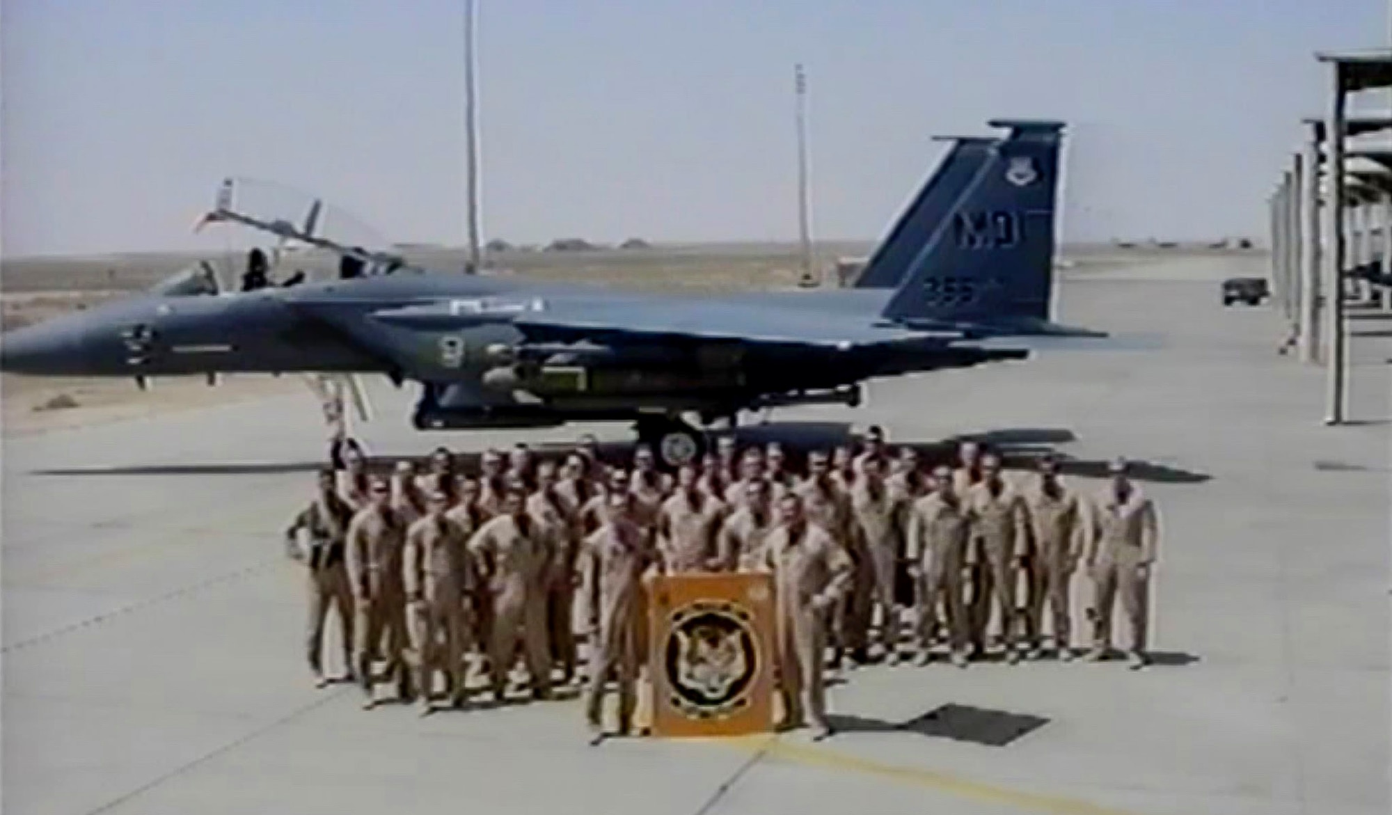 The 391st Fighter Squadron Bold Tigers pose for a photo during their deployment
to Southwest Asia in 2002. Fischer deployed on numerous occasions while he was
stationed at Mountain Home Air Force Base, Idaho. (Courtesy Photo)