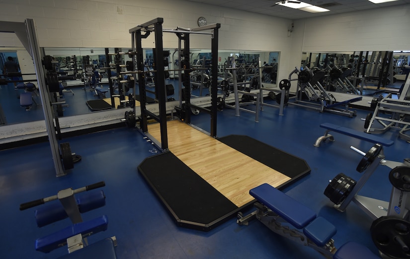 A deadlift platform is one of more than 215 new pieces of equipment Joint Base Andrew’s West Fitness Center recently upgraded and added. (U.S. Air Force photo/ Senior Airman Nesha Humes)