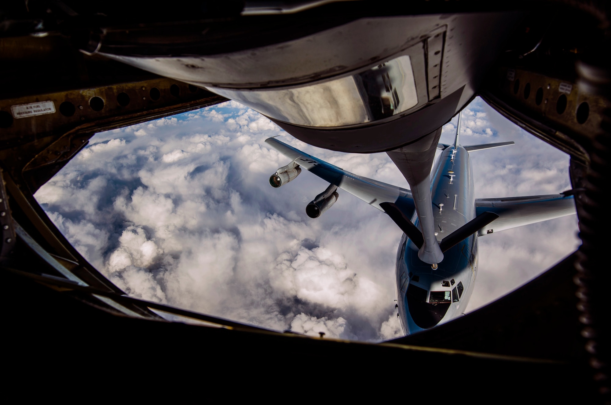 A U.S. Air Force KC-135 Stratotanker refuels a U.S. Air Force E-8C Surveillance Target Attack Radar System aircraft. JSTARS Recapitalization, a program managed out of Hanscom AFB, Mass., received Milestone A approval Dec. 10, 2015, ushering the modernization into the Technology Maturation and Risk Reduction phase. (U.S. Air Force photo/Airman 1st Class Tyler Prince)
