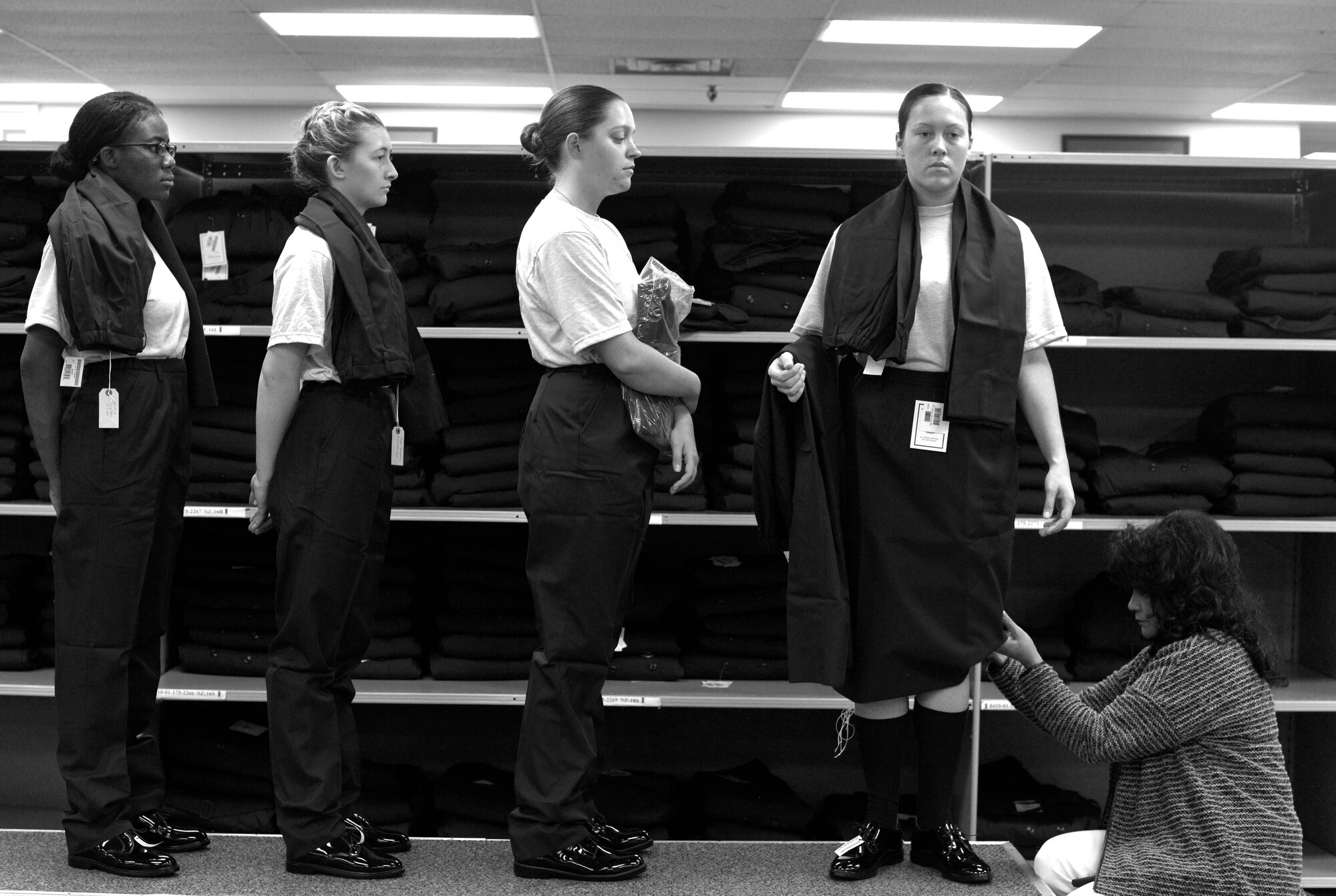 Air Force Basic Military Training (BMT) is a life-changing program that includes Air Force core values, military discipline, physical fitness, drill and ceremonies, and a comprehensive range of subjects relating to Air Force life. The training, conducted at Joint Base San Antonio-Lackland, Texas, ensures an orderly transition from civilian to military life. (U.S. Air Force photo/Staff Sgt. Christopher Griffin)