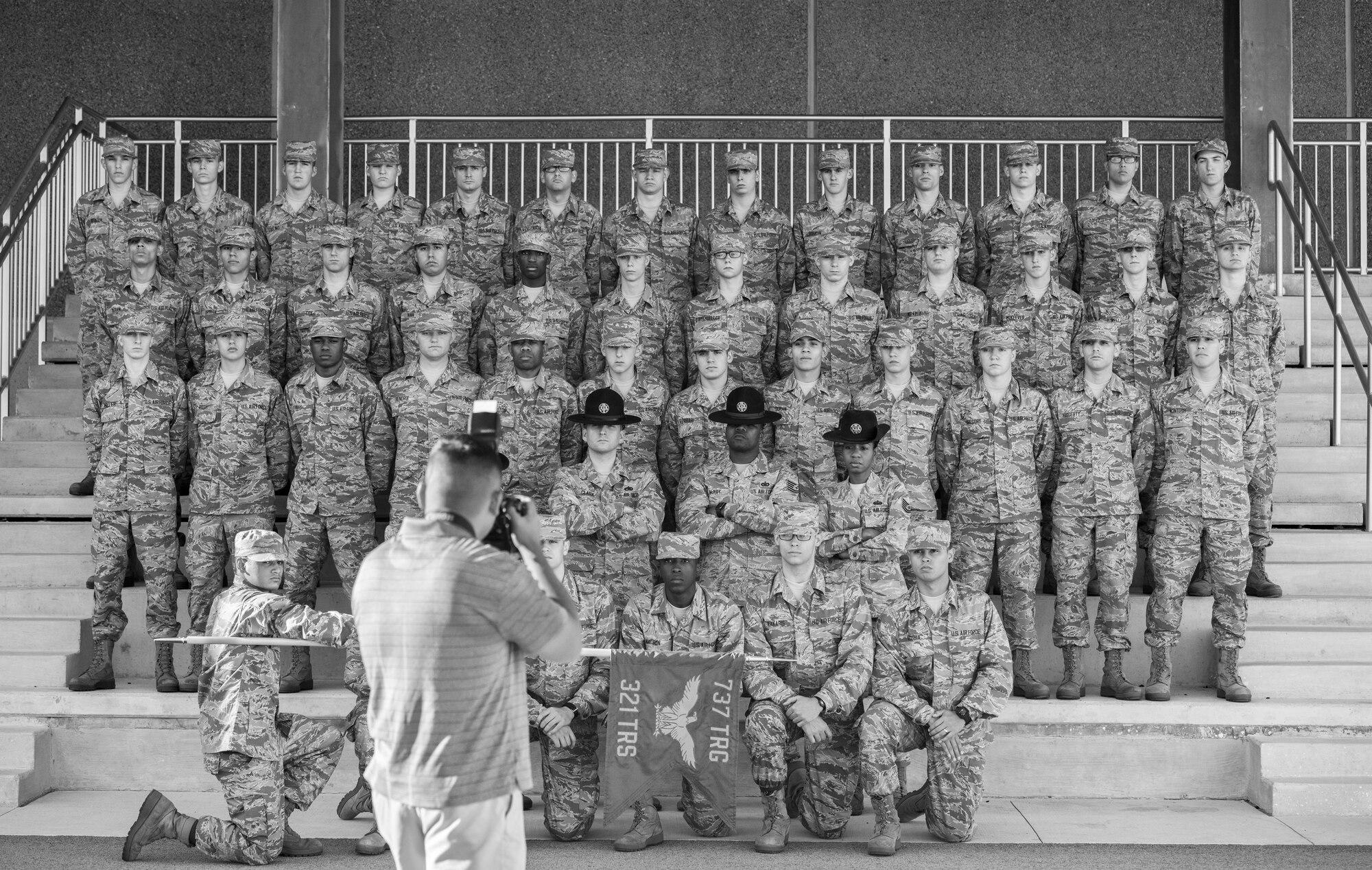 Air Force Basic Military Training (BMT) is a life-changing program that includes Air Force core values, military discipline, physical fitness, drill and ceremonies, and a comprehensive range of subjects relating to Air Force life. The training, conducted at Joint Base San Antonio-Lackland, Texas, ensures an orderly transition from civilian to military life. (U.S. Air Force photo/Staff Sgt. Christopher Griffin)

