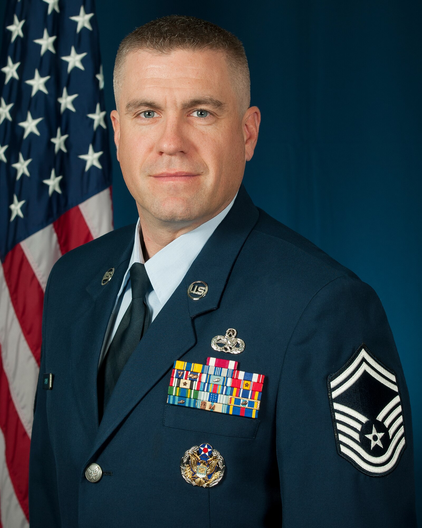 Senior Master Sgt. Mikael Sundin, Senior Enlisted Leadership Management Office superintendent, Nov 30, 2015, Air National Guard Readiness Center, Joint Base Andrews, Md. Sundin, previously a fabrication element supervisor with the 140th Wing in Colorado, joined the SELMO team in November to help ANG senior enlisted members capitalize on professional opportunities and further develop as leaders. (Air National Guard photo by Master Sgt. Marvin Preston/released)