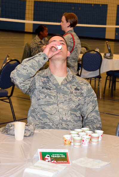 MCGHEE TYSON AIR NATIONAL GUARD BASE, Tenn. - Senior Master Sgt. Shaun Withers finished up a cup of chili at the I.G. Brown Training and Education Center here, Dec. 2, 2015. The TEC held a chili cook-off as part of a series of fundraisers for the unit Holiday Party.(U.S. Air National Guard photo by Master Sgt. Jerry D. Harlan/Released)