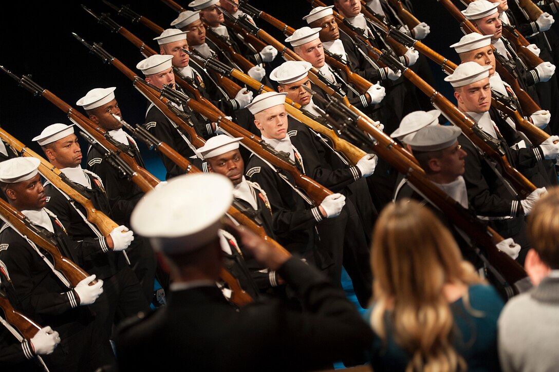 U.S. service members participate in a change of responsibility ceremony for the senior enlisted advisor to the chairman of the Joint Chiefs of Staff on Joint Base Myer-Henderson Hall, Va., Dec. 11, 2015. During the ceremony, Army Command Sgt. Maj. John W. Troxell became senior enlisted advisor to the chairman, replacing Marine Corps Sgt. Maj. Bryan B. Battaglia. DoD photo by Navy Petty Officer 2nd Class Dominique A. Pineiro