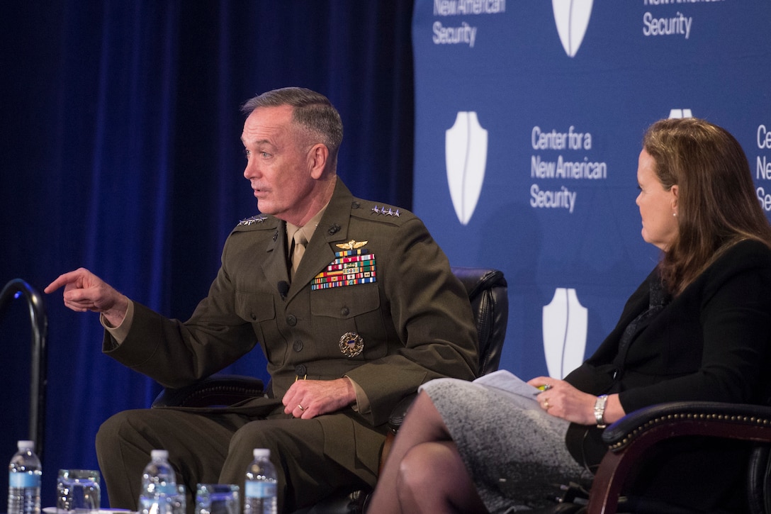 Marine Corps Gen. Joseph F. Dunford Jr., chairman of the Joint Chiefs of Staff, speaks at the Center for a New American Security's  forum titled "Setting the Next Defense Agenda" in Washington, D.C., Dec. 14, 2015. DoD photo by D. Myles Cullen