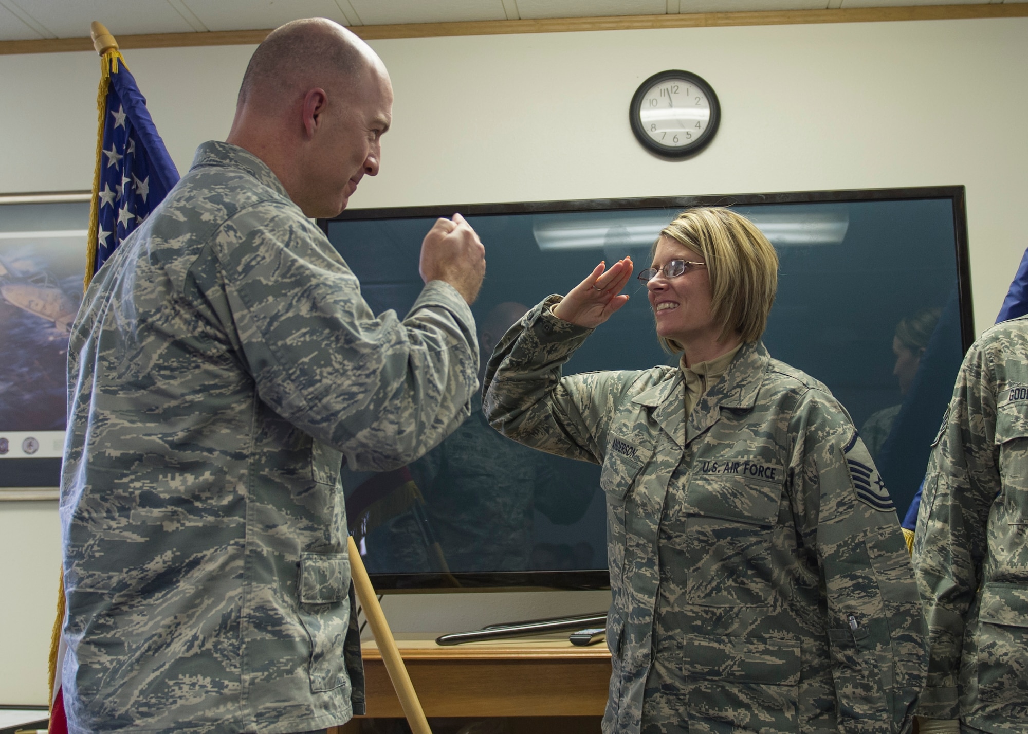 Master Sgt. Mindi Anderson is recognized as the SNCO Organizational Management Excellence award for the 2015 Air National Guard Medical Service Annual Awards program at Gowen Field, Boise, Idaho on Dec. 5, 2015. This program exists to recognize Airmen whose outstanding actions improve the delivery of health care and contribute to expeditionary medical operations for our Air Force Personnel worldwide. 