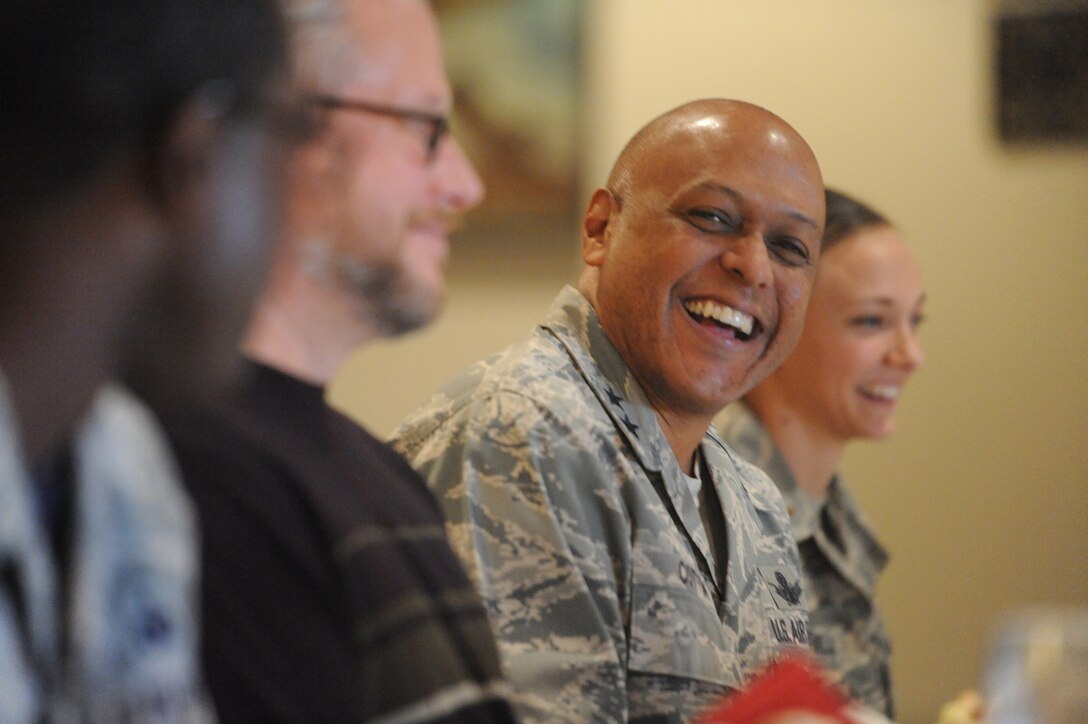 Maj. Gen. Tony Cotton, 20th Air Force and Combined Task Force 214 commander, talks to Airmen at Kirtland AFB, N.M., Dec, 4, 2015, during a visit there.  Cotton recently visited several of the wings of the 20th AF, which he assumed command of on Nov. 16.