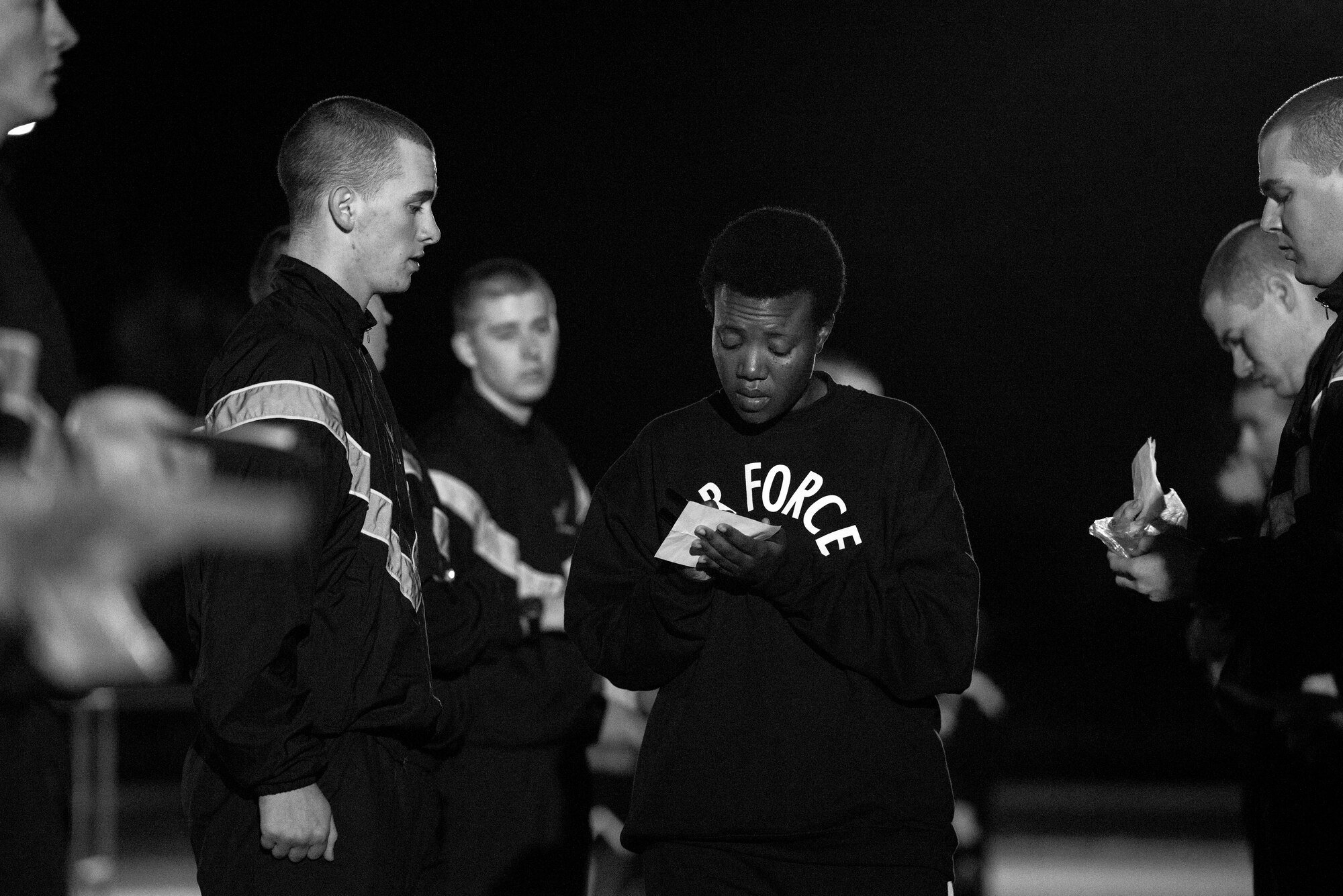 Air Force Basic Military Training (BMT) is a life-changing program that includes Air Force core values, military discipline, physical fitness, drill and ceremonies, and a comprehensive range of subjects relating to Air Force life. The training, conducted at Joint Base San Antonio-Lackland, Texas, ensures an orderly transition from civilian to military life. (U.S. Air Force photo/Staff Sgt. Christopher Griffin)

