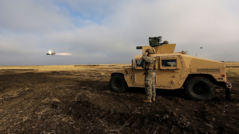 U.S. Marines with Combined Arms Company, Black Sea Rotational Force, fire a HMMWV-mounted BGM-71 Tube-launched, Optically-tracked, Wire-guided (TOW) anti-tank missile during Platinum Lynx 16-2 at Smardan Training Area, Romania, Dec. 9, 2015. Exercise Platinum Lynx 16-2 is a NATO-led multinational exercise designed to strengthen combat readiness, increase improve collective capabilities, and maintain proven relationships with allied and partner nations. (U.S. Marine Corps photo by Lance Cpl. Melanye E. Martinez/Released)