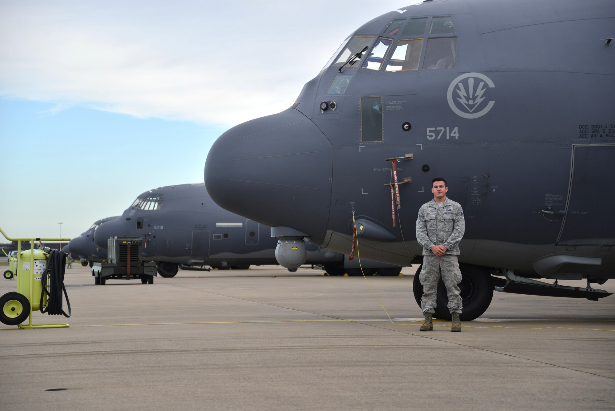 U.S. Air Force Senior Airman Alexanda Basila, 352nd Special Operations Aircraft Maintenance Squadron, poses by an MC-130J Commando II Nov. 11, 2015, on RAF Mildenhall, England. Basila was recently awarded a Logistics Officer Association Scholarship of $2,500. He was nominated by his squadron commander to the Winston Churchill Chapter (RAF Mildenhall and RAF Lakenheath LOA Chapter), his nomination was forwarded his nomination to the LOA, and Basila was chosen as a scholarship recipient. (U.S. Air Force photo by 1st Lt. Christopher Sullivan/Released)