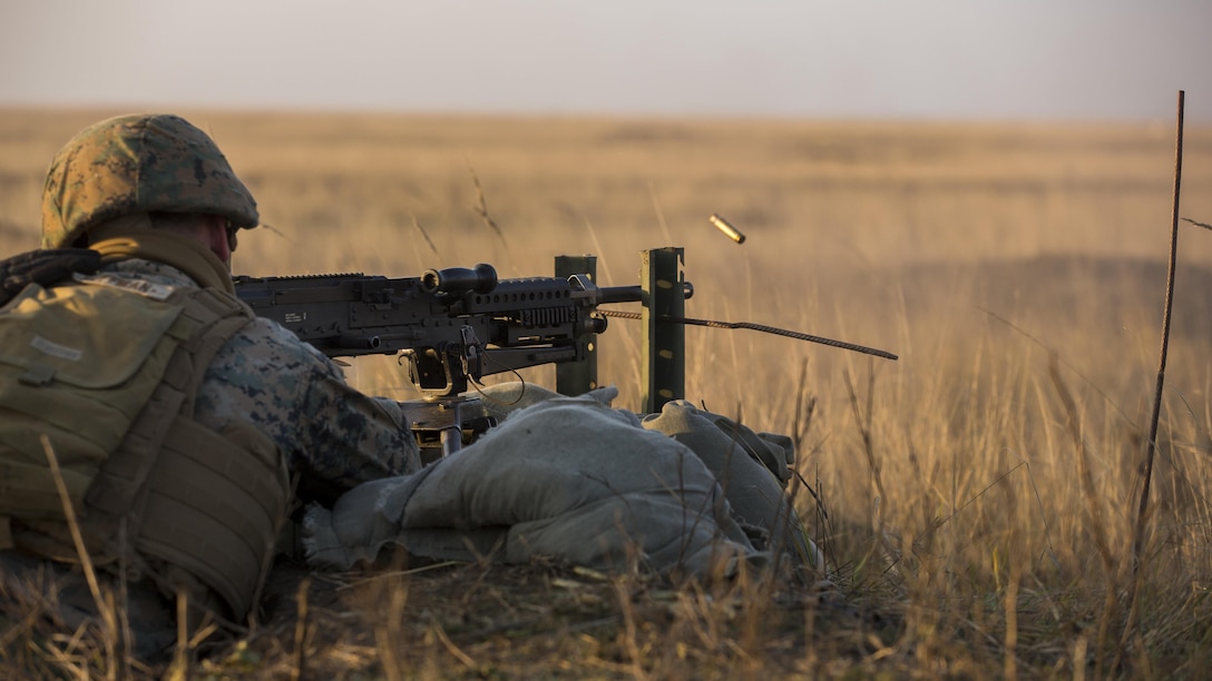 U.S. Marines with Combined Arms Company, Black Sea Rotational Force, conduct field training with Romanian and Moldovan armed forces during Platinum Lynx 16-2 at Smardan Training Area, Romania, Dec. 9, 2015. Exercise Platinum Lynx 16-2 is a NATO-led multinational exercise designed to strengthen combat readiness, increase improve collective capabilities, and maintain proven relationships with allied and partner nations.