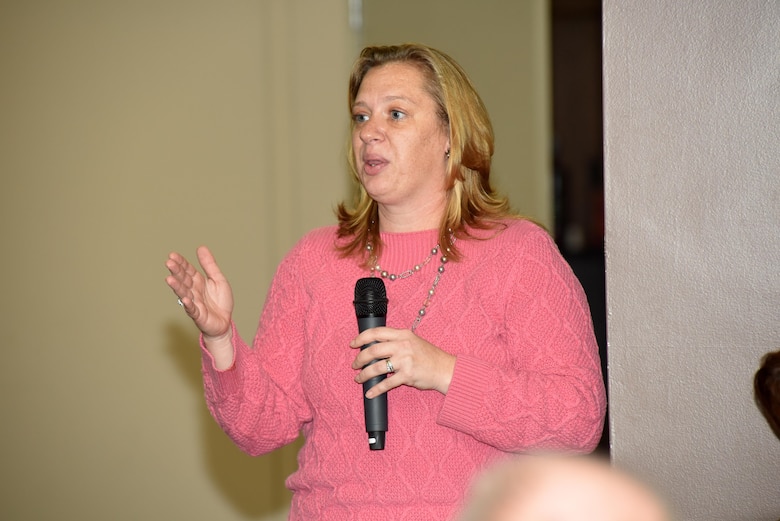 Lori Neubert, secretary in the U.S. Army Corps of Engineers Nashville District Executive Office, shares her thoughts about completing a one-year leadership course during the Leadership Development Program graduation Dec. 9, 2015 at the Scarritt Bennett Center in Nashville, Tenn.