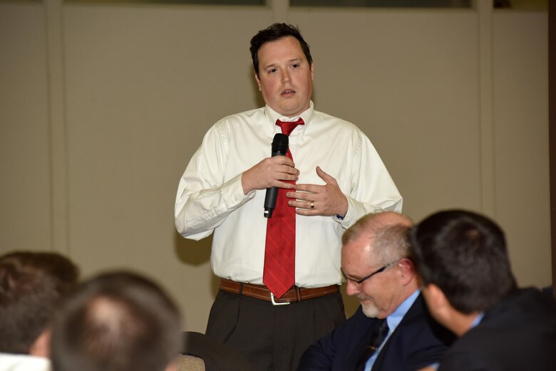 Park Ranger Trey Church, biologist at J. Percy Priest Lake, talks about what he learned and took away from the one-year leadership course during the Leadership Development Program graduation Dec. 9, 2015 at the Scarritt Bennett Center in Nashville, Tenn.