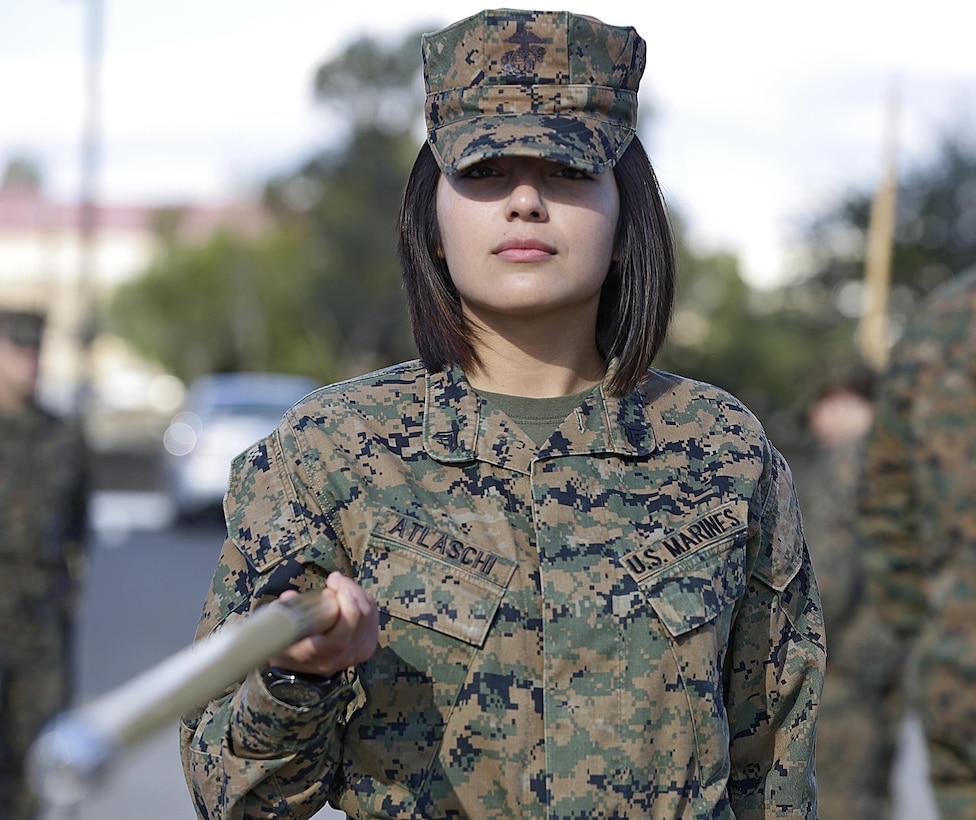 Students of Corporal’s Course class 308-16 at Camp Pendleton practice drill as part of their curriculum. The students are scheduled to graduate Friday with the hopes using their new leadership skills to mold the future of the Marine Corps. 