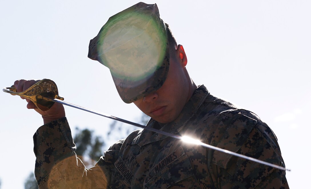 Students of Corporal’s Course class 308-16 at Camp Pendleton practice drill as part of their curriculum. The students are scheduled to graduate Friday with the hopes using their new leadership skills to mold the future of the Marine Corps.