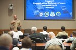 U.S. Navy Adm. Scott Swift, commander of U.S. Pacific Fleet, talks to students about regional issues in the Indo-Asia Pacific Region during the Naval War College cooperative strategy forum at the Asia-Pacific Center for Security Studies Dec. 14, 2015, in Honolulu. More than 100 personnel from ten partner nations attended the event to broaden dialogue and deepen debate on maritime challenges and opportunities in the region. (U.S. Air Force photo by Staff Sgt. Christopher Hubenthal)