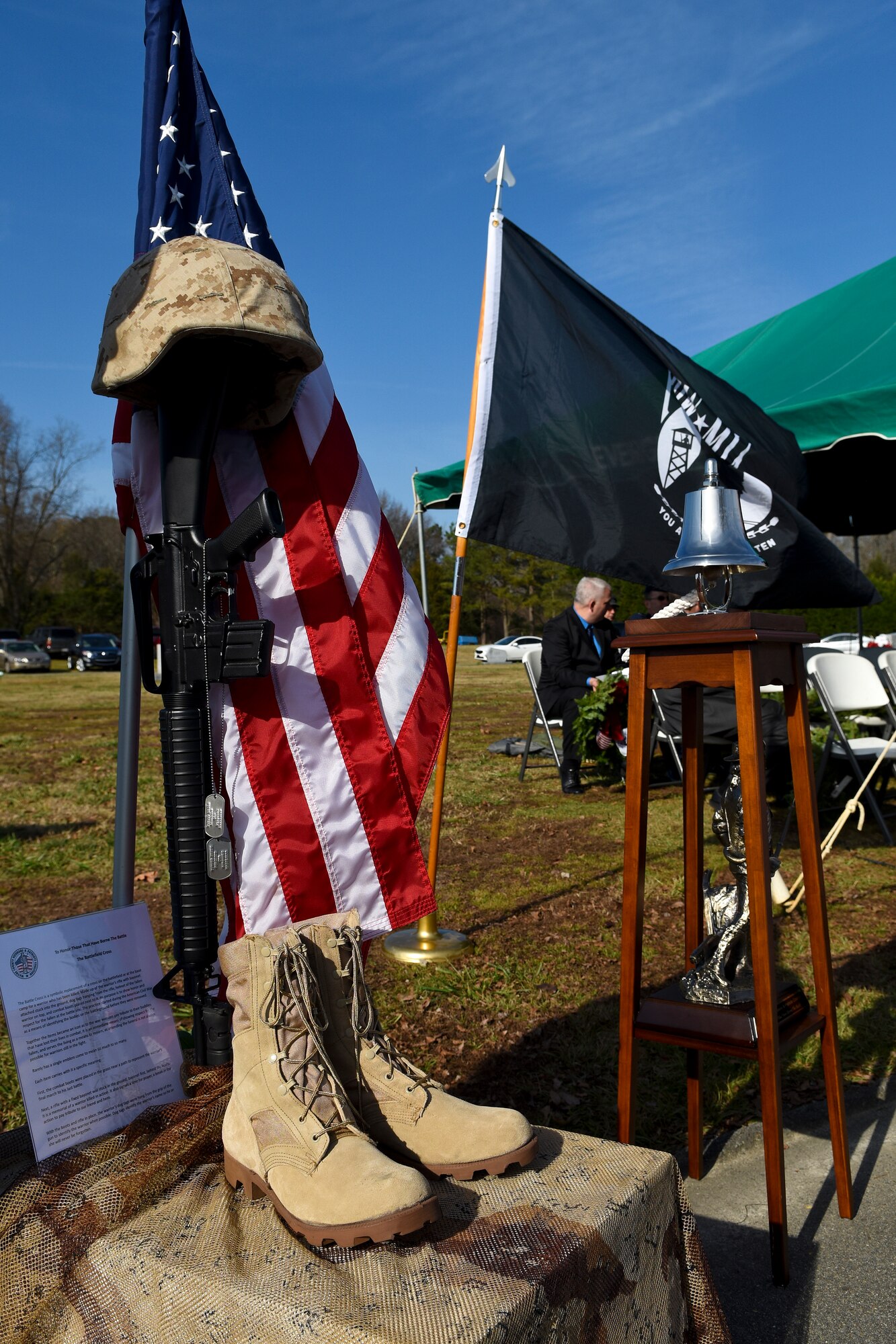 Displays at the annual Wreaths Across America event honor fallen heroes, prisoners of war and missing in action, Dec. 12, 2015, at the Evergreen Memorial Cemetery in Princeton, North Carolina. The event honored fallen service members at national and veterans’ cemeteries in all 50 states. (U.S. Air Force photo/Senior Airman Aaron J. Jenne)
