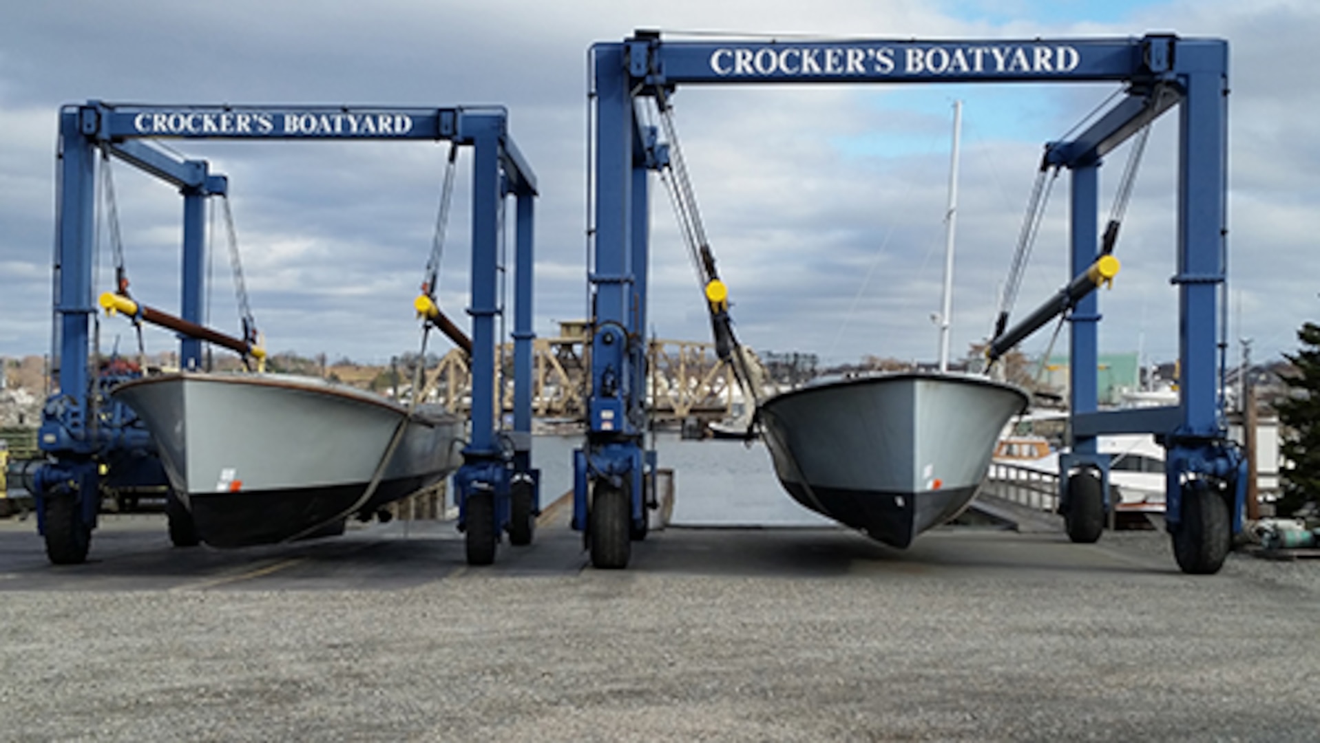 Former Navy utility boat boats arrived in New London, Connecticut, via tractor-trailer Nov. 30. The surplus watercraft will be used to ferry passengers between historical sites along the Thames River as part of the new "Thames River Heritage Park" effort there. Photo courtesy of City of Groton, Connecticut.