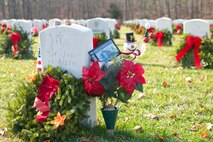 The annual Wreaths Across America wreath-laying ceremony at Quantico National Cemetery in Triangle, Virginia, is held in unity with national cemeteries nationwide Dec. 12 to honor the military and their families who have served and are serving in the Department of Defense. Members of the community can support the wreath clean-up Feb. 6.