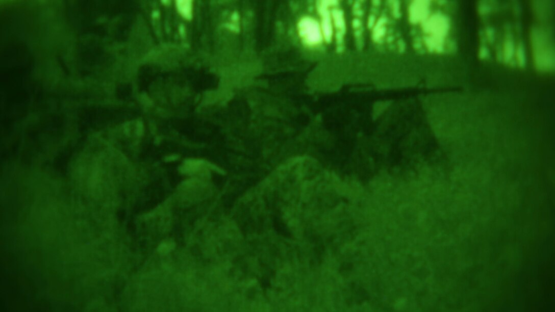 Marines with Company A, 1st Reconnaissance Battalion, 1st Marine Division, conduct “SLLS” during reconnaissance and surveillance training, Nov. 19-21, 2015, aboard Marine Corps Training Area Bellows, Hawaii. “SLLS” stands for stop, look, listen and smell, and is used to allow the baseline to reset after insertion. The Marines conducted insertion, infiltration, execution, exfiltration, and extraction in terrain unfamiliar to what is usually found at their home base in California. The Hawaiian terrain ranged from beach shores, to dense jungle and open valleys during pouring rains. 