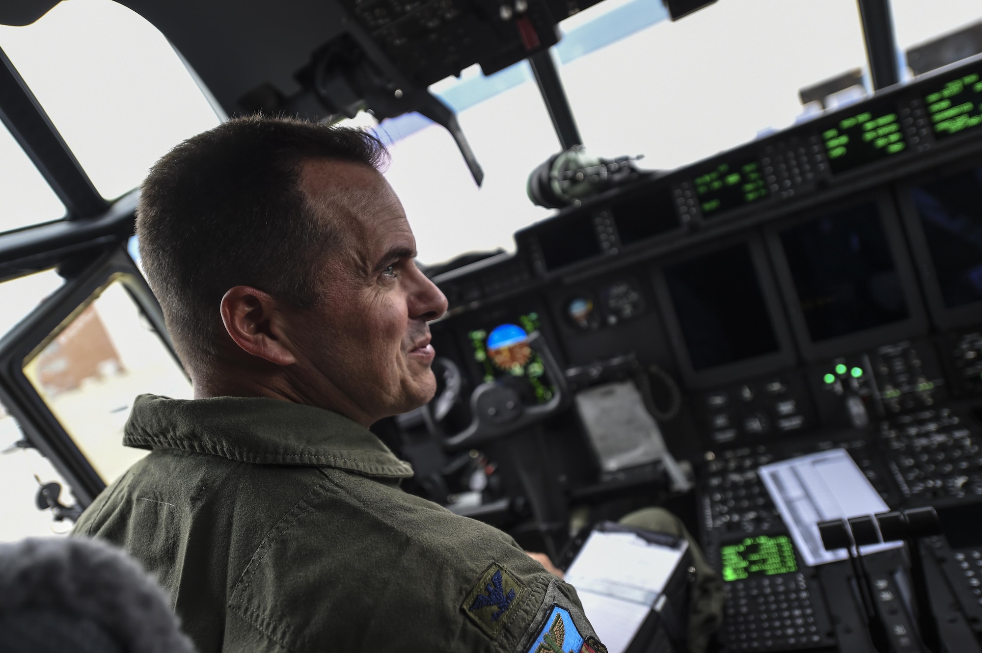 Col. Sean Farrell, commander of the 1st Special Operations Wing, undergoes preflight checks of an MC-130J Combat Talon II at Lockheed Martin in Marietta, Ga., Dec. 11, 2015. The MC-130J will undergo modifications to become an AC-130J Ghostrider, which will provide the 1 SOW with close air support and air interdiction capabilities. (U.S. Air Force photo by Senior Airman Ryan Conroy)