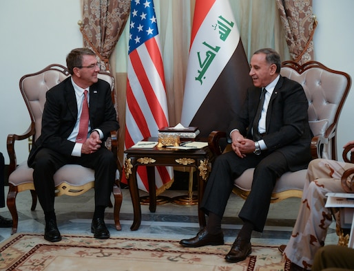 Defense Secretary Ash Carter meets with Iraqi Defense Minister Khaled al-Obaidi in Baghdad, Dec. 16, 2015. DoD photo by Army Sgt. 1st Class Clydell Kinchen